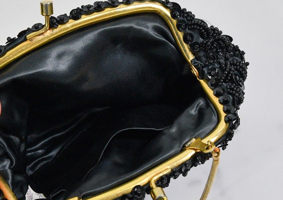 Vintage Beaded Purse | Black Glass and Sequin Bea… - image 10