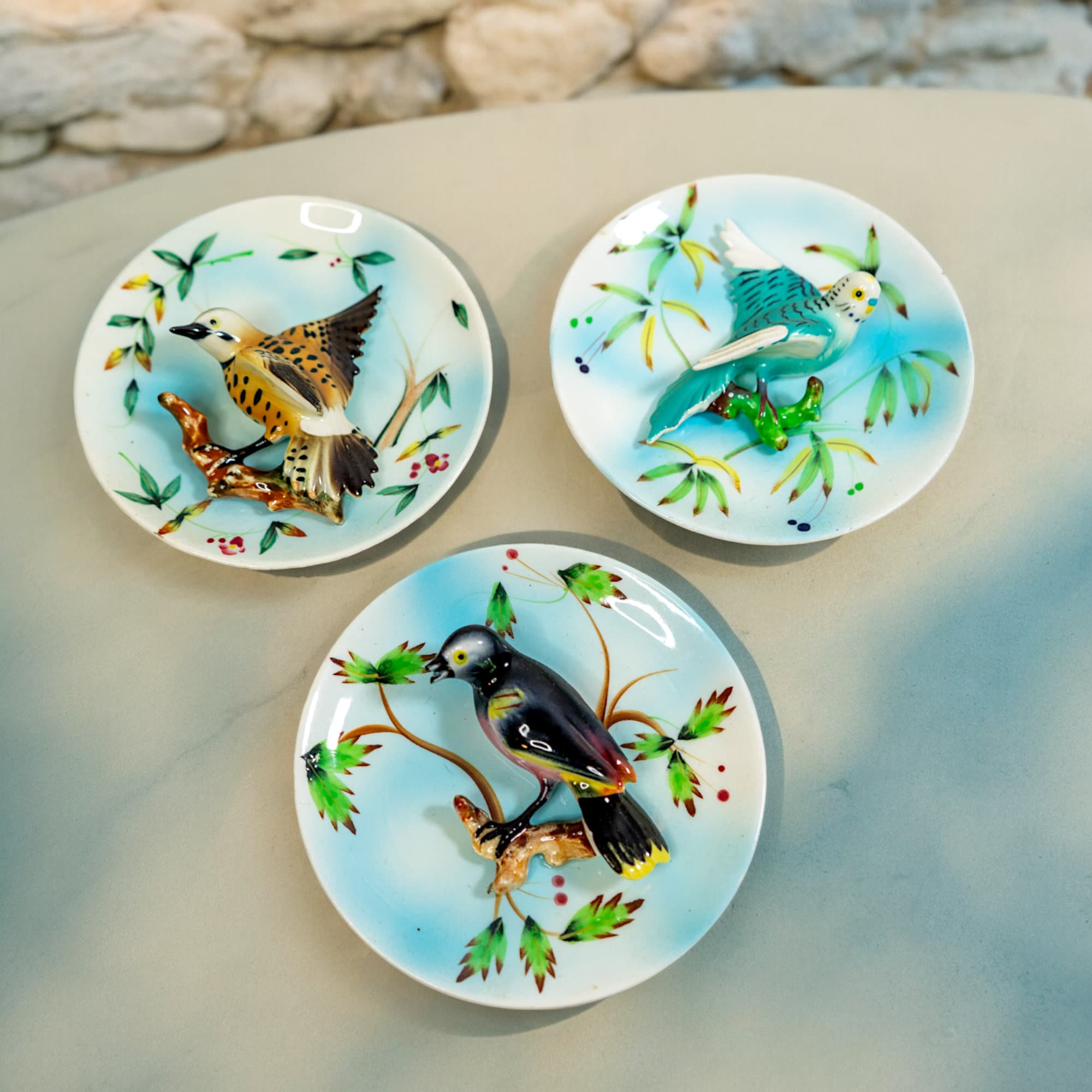 Vintage Napco Porcelain 3D Bird Plate Wall Hanging Set - Etsy