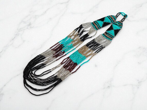 Handmade Multi-Strand Beaded Statement Necklace –… - image 3