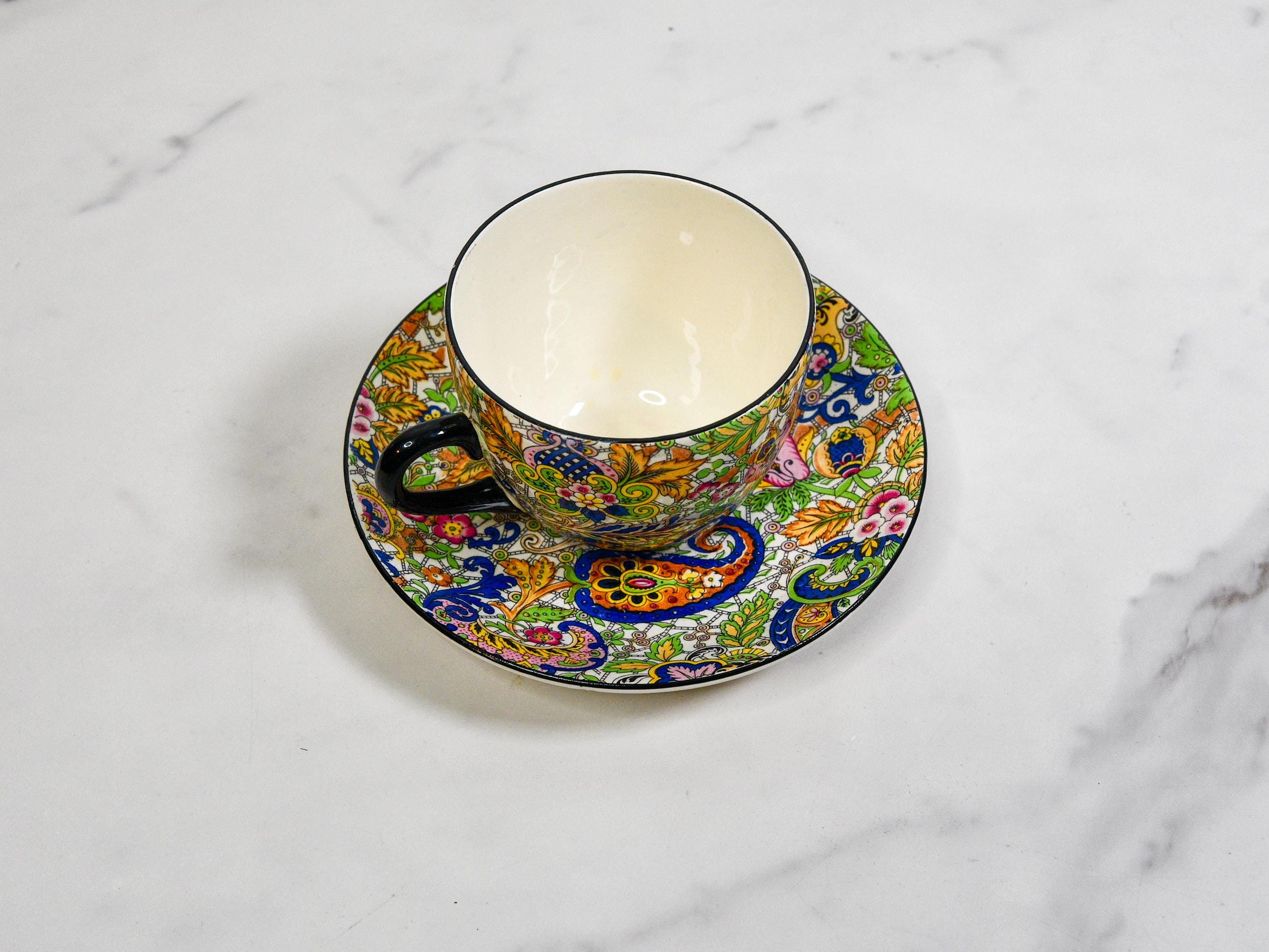 Burlington Ware Bone China Paisley Chintz Floral Teacup and