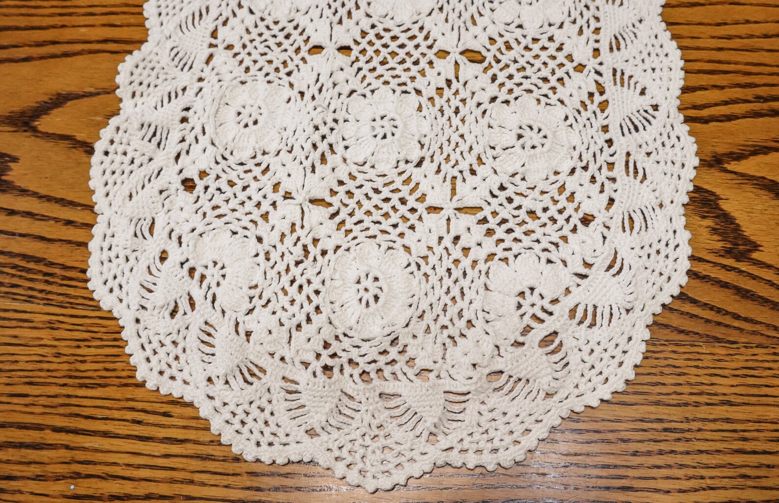 Handmade White Crochet Table Runner Vintage Long Oval Etsy