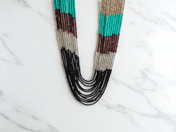 Handmade Multi-Strand Beaded Statement Necklace –… - image 5