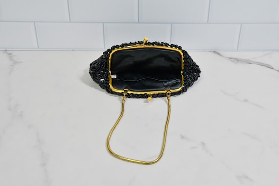 Vintage Beaded Purse | Black Glass and Sequin Bea… - image 5
