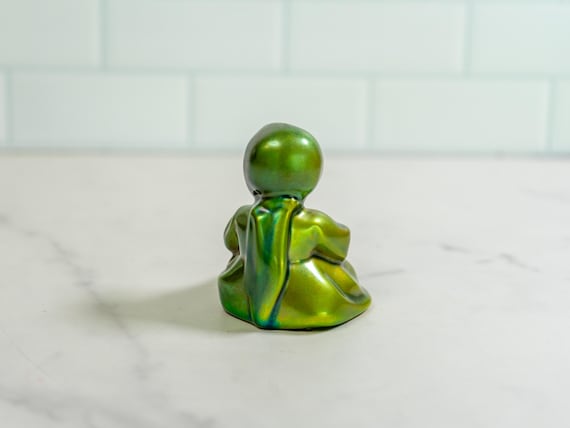 Vintage Zsolnay Eosin Glaze Figurine, Seated Girl, Hungary - Etsy
