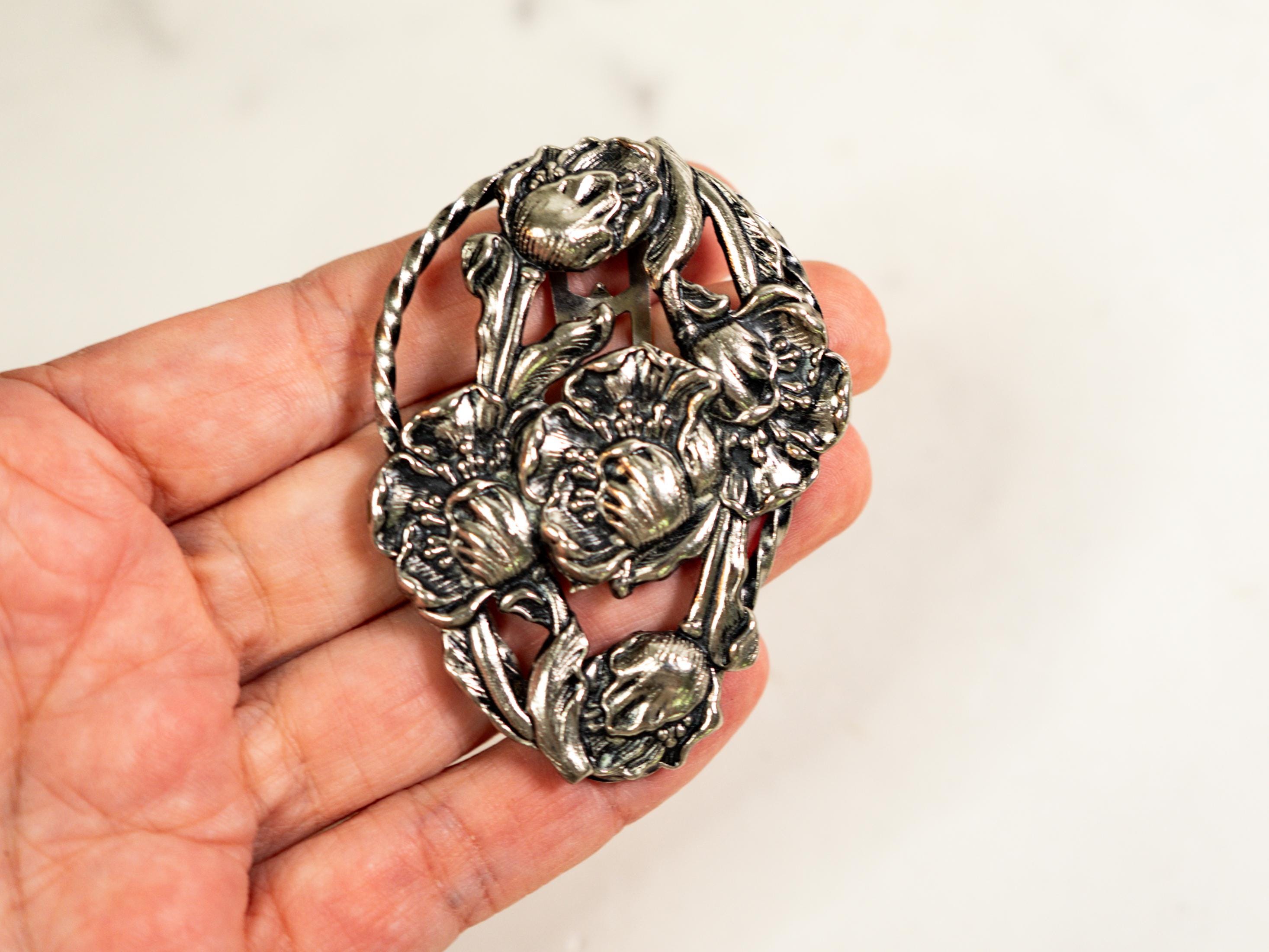 Vintage Sterling Silver Floral Bouquet Dress / Fur Clip Brooch How to identify Fur & Dress Clips!! These are often mistaken  main image 2