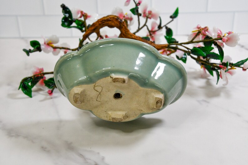 Vintage Pink Glass Blossom Oriental Jade Tree in Ceramic Pot Decorative Bonsai Sculpture image 10