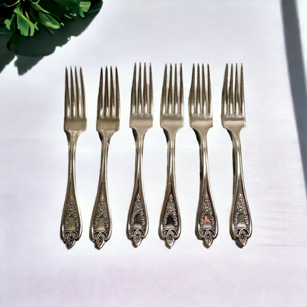 Antique Silver Plated Dinner Forks |  1847 Rogers Bros XS Triple OLD COLONY 1911  | Vintage Fork Set of 6