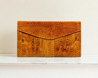 Vintage Snakeskin Leather Clutch Purse – 11 x 6 1/4 Inches