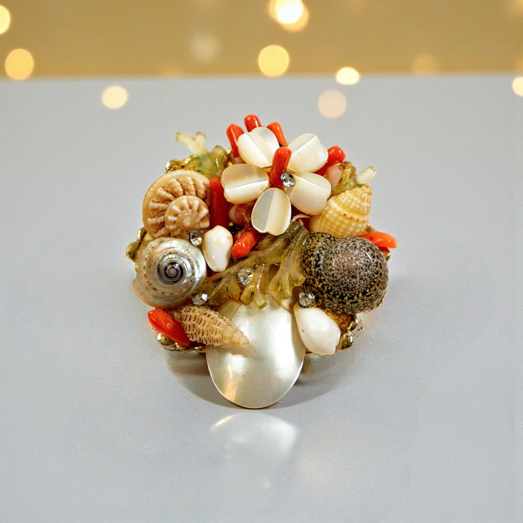Vintage Handmade Seashell Brooch – 2" - Etsy