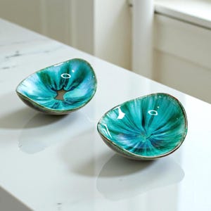 Vintage Blue Mountain Pottery Bowls – Set of 2 – Green & Blue Drip Glaze