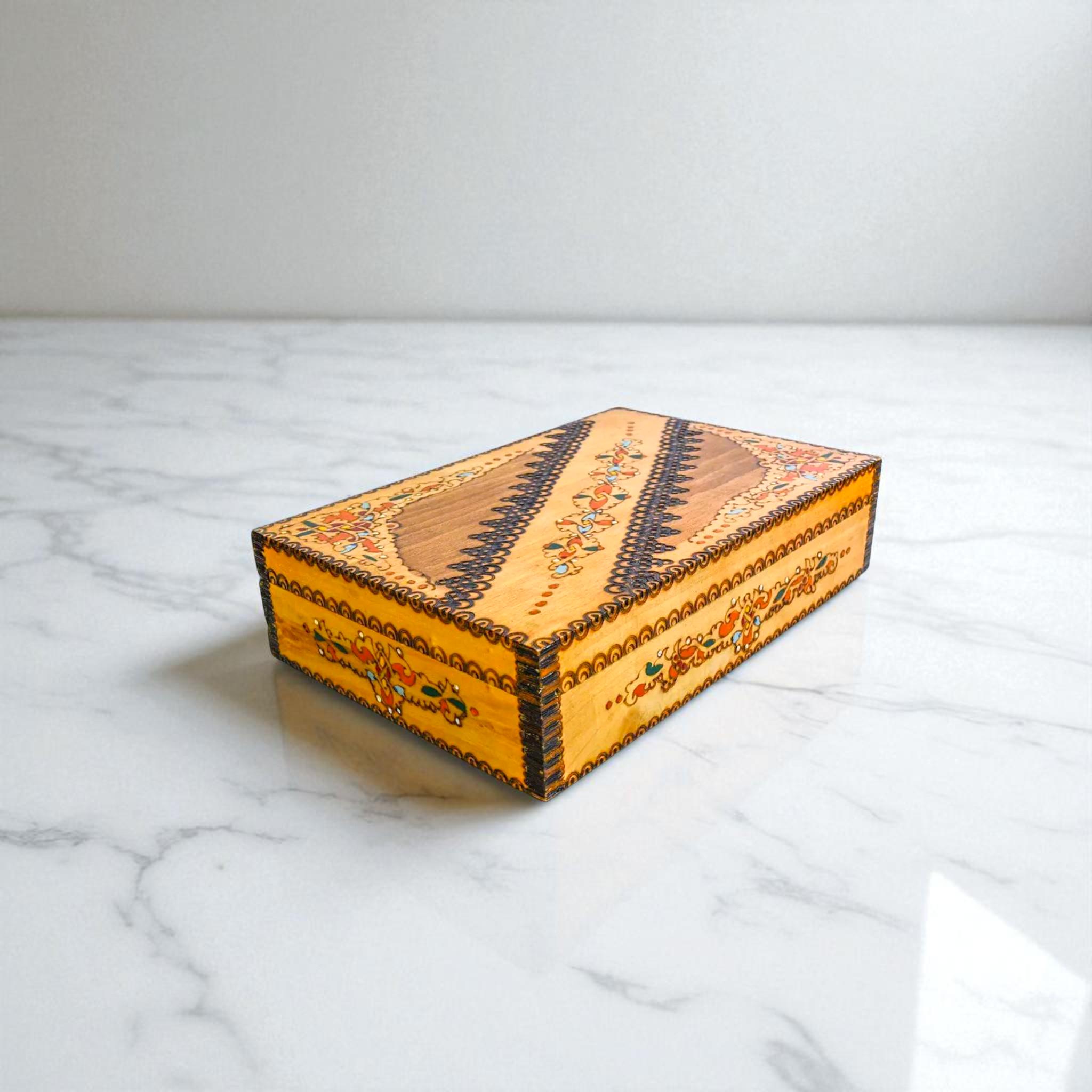 Vintage Polish Zakopane Folk Art Wooden Box – Hand Carved Vintage Polish Zakopane Folk Art Wooden Box – Hand Carved