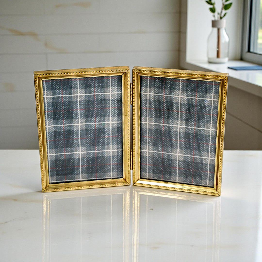 Vintage Gold Tone Double Picture Frame – Holds Two 5 X 3.5 Inch Photos ...