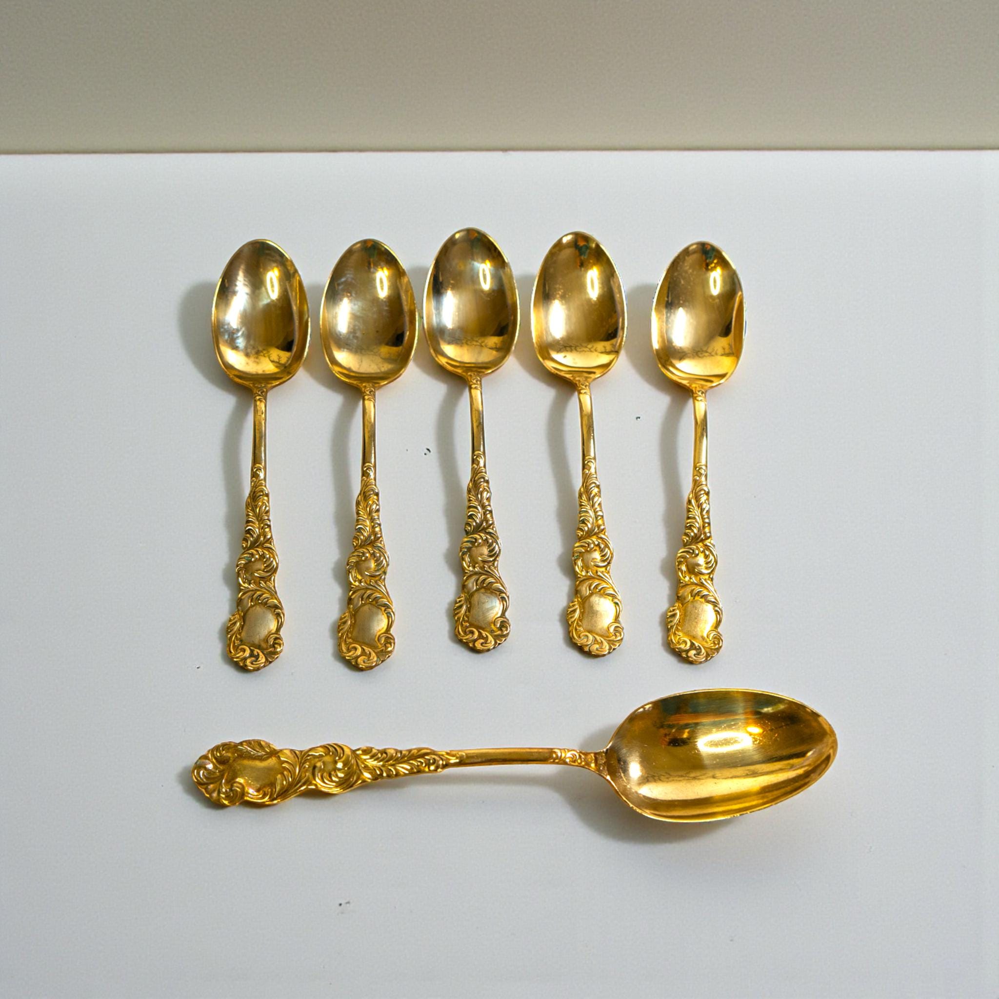 Holmes & Edwards Waldo Gold Tone Spoons Set – Late Victorian