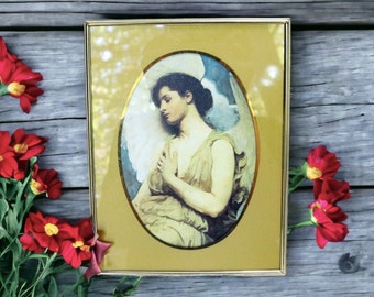 Vintage Picture Frame | Reverse Painted Gold Oval Matting | 5x7 Photo Frame