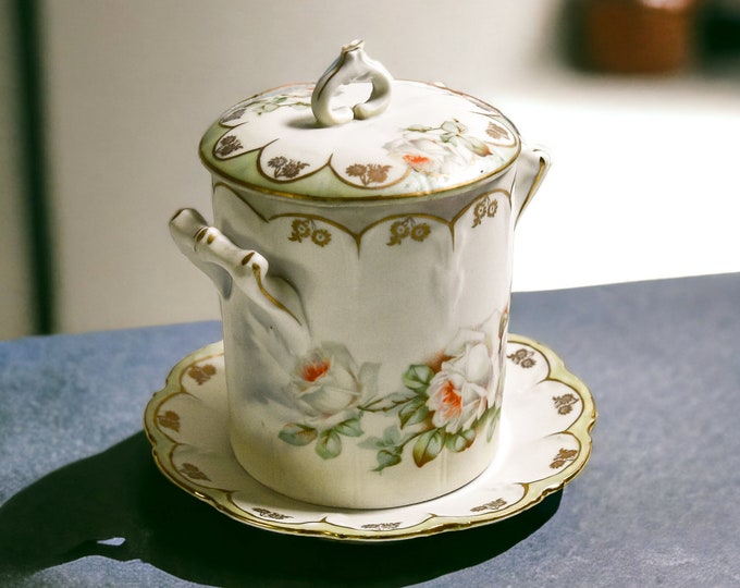 Antique Condensed Milk Container Vintage Ceramic Jar With Lid and Saucer Set Etsy