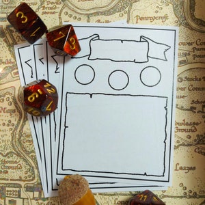 Cartões de feitiço em branco para impressão (rolagem) - para Dungeons and Dragons - D&D - DnD