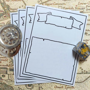 Cartões de feitiço em branco para impressão (rolagem transparente) - para Dungeons and Dragons - D&D - DnD
