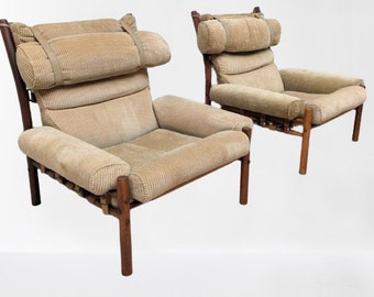 Ein sehr seltenes Paar, aber ein großartiges Set von Arne Norell, 'Inca'Pair von gebeizter Buche Sessel von Norell möbel AB gemacht.