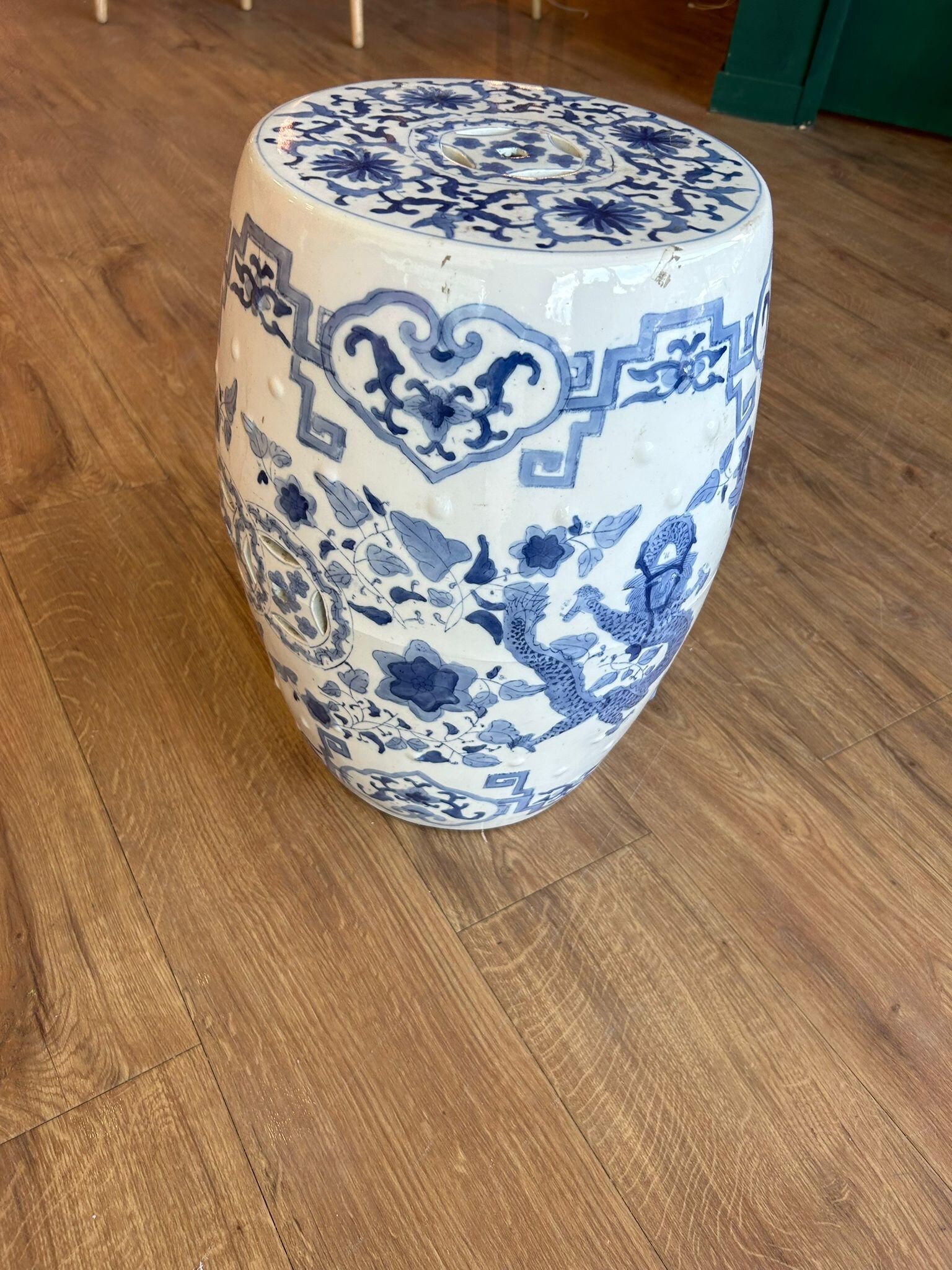 Blue and White Chinese Ceramic Garden Stool Late 19th Century With Flowers Ornaments and Openwork Decoration Etsy UK