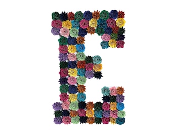 Letter E of paper flowers sign