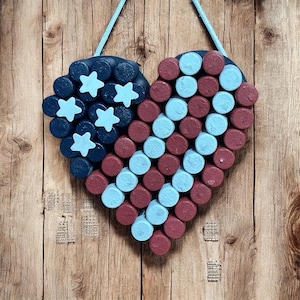 Patriotic Flag heart wine corks