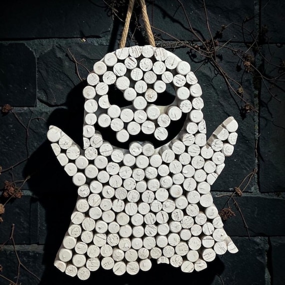 White wine cork ghost wall decor