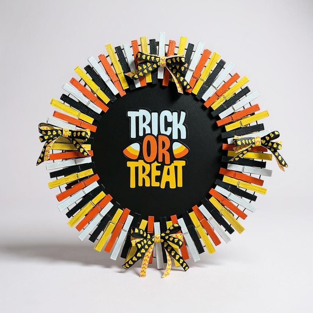 Halloween Candy Corn Trick or Treat Clothespins Wreath - Etsy