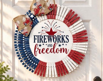Patriotic clothespin wreath