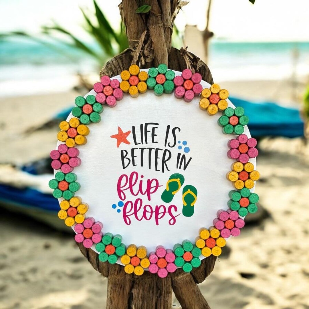 Summer or Beach in Flip Flops Door Hanger Made of Wine Corks - Etsy