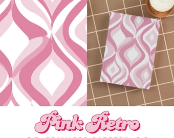 Padrão retrô rosa choque sem costura png | Design retrô repetitivo | Download digital