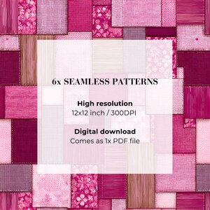 Padrões de patchwork rosa choque | Patchwork e costura de tecidos sem costura (Download digital em PDF) imagem 4