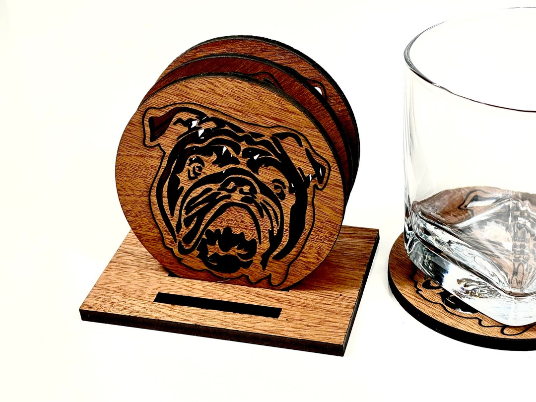SET/4 DRINK COASTERS English Bulldog Drink Coasters Bulldog Gift