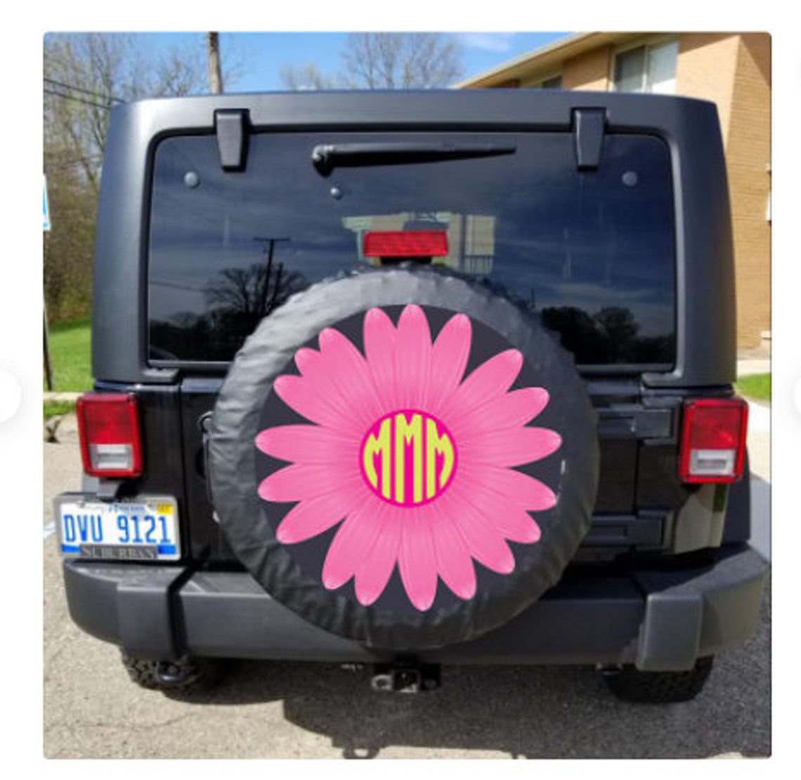 Accessories Jeep Daisy Monogram Tire Cover Pink Daisy Spare Etsy