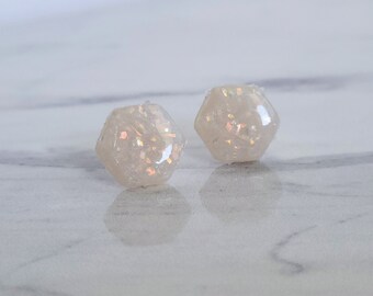 Hexagon Opal Studs