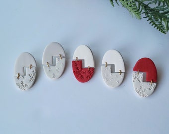 Linked Christmas Dangles / christmas earrings tree snowflakes noel link clay earrings festive holiday earrings