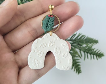 Under the Mistletoe Arch Earrings/ christmas earrings clay earrings mistletoe earrings christmas flower gift ideas