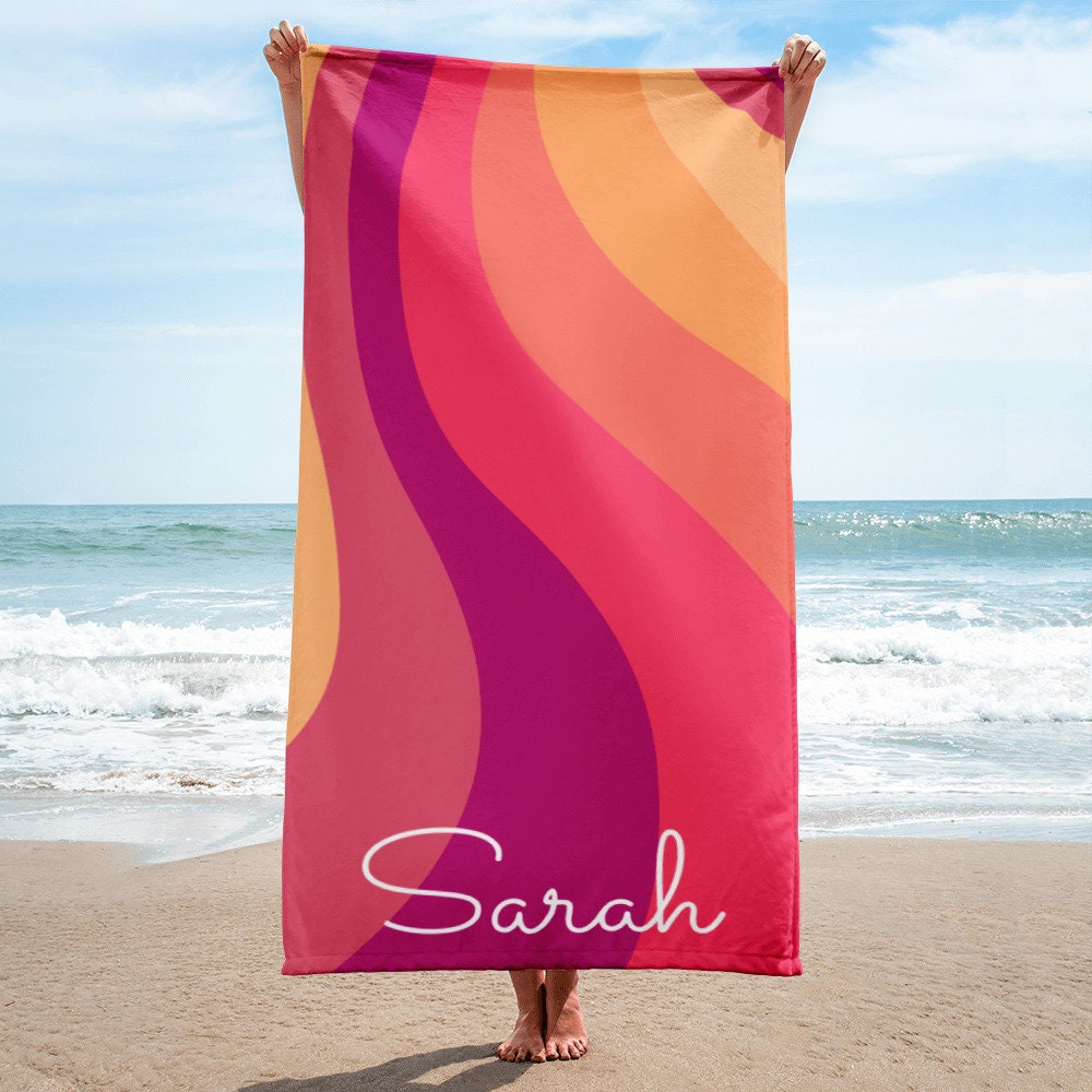 Beach Towels Personalized Name Beach Towel Custom Artistic Etsy