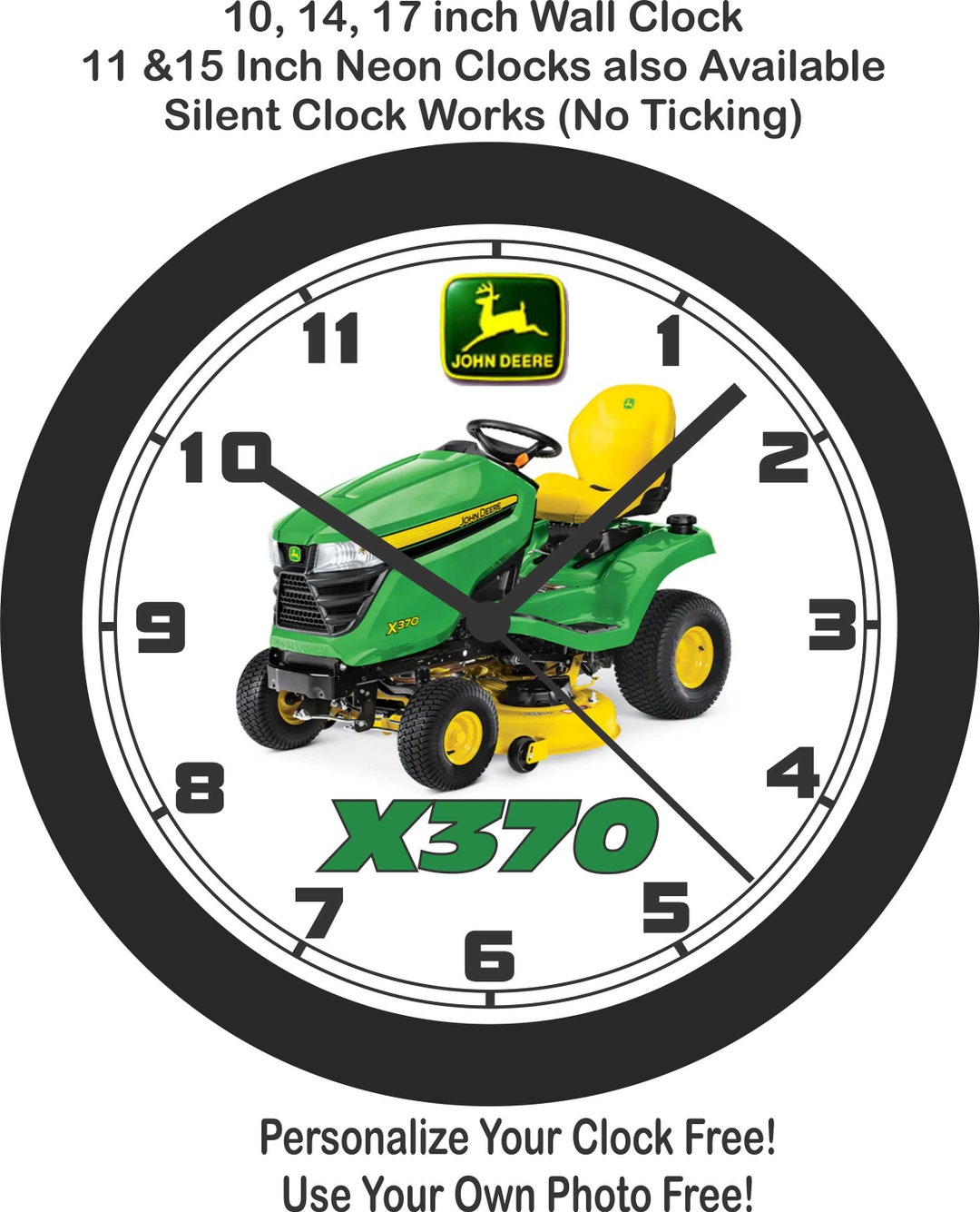 John Deere X370 Lawn Tractor Wall Clockfree US Ship Etsy