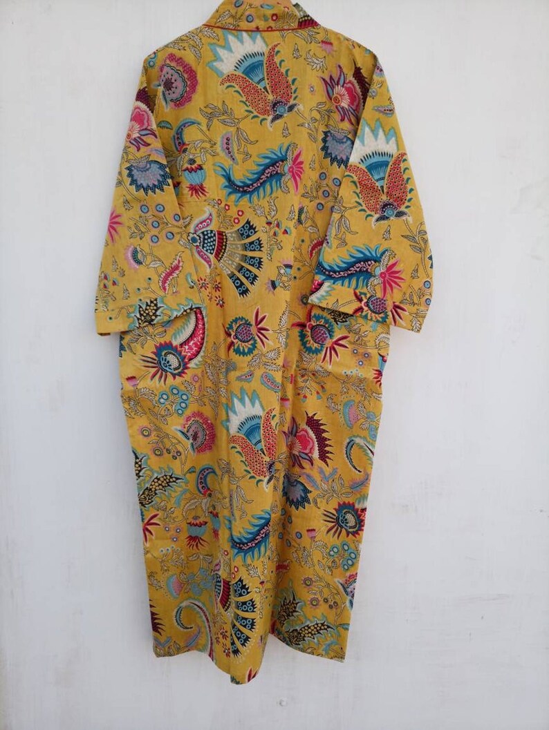 Dressing Gown House Coat Robe, Cotton Kimono Robes, Wrap Dress, Long