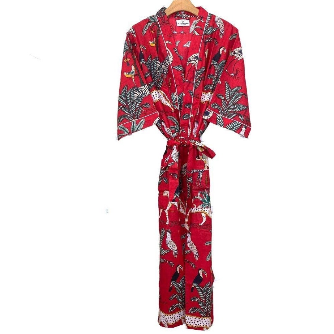 Animal Print Women Kimono Dressing Gown House Coat Robe Soft Etsy