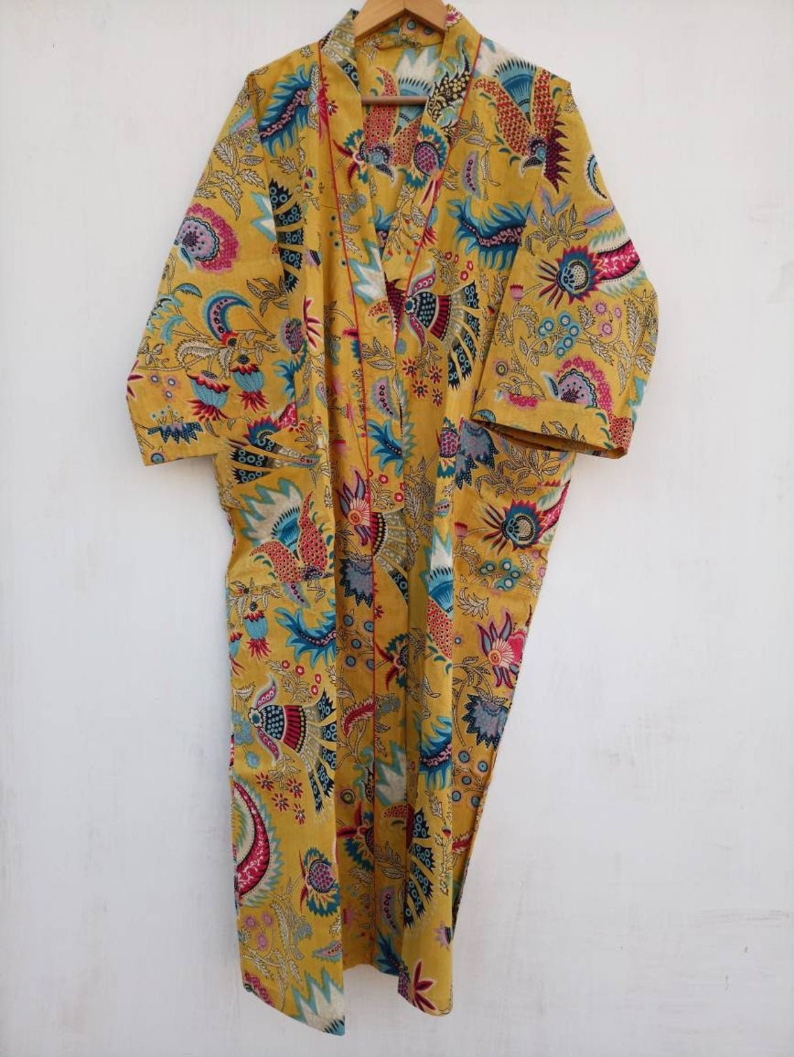 Dressing Gown House Coat Robe, Cotton Kimono Robes, Wrap Dress, Long