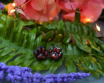 Orange Paw Print Stud Boucles d’oreilles