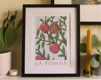 A3 | A4 | A5 art print- la pomme, apple tree, spring and summer minimalist wall art | perfect gift for the sweetest nature lovers!