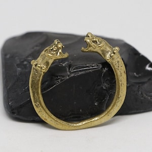 Anatolian Tiger Double Head Bronze Ring | Bronze-Silver Unisex Ring
