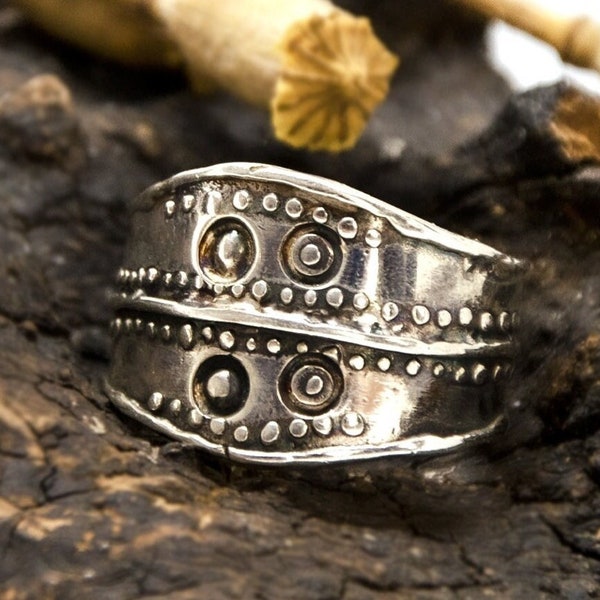 Viking Warrior Ring in Sterling Silver and Bronze, Adjustable Unisex Warrior Ring, Handmade Daint Ring, Statement Ring, Unique Ring