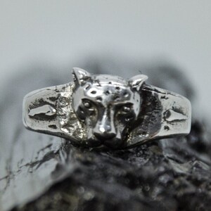 Cheetah Head Ring in Sterling Silver and Bronze, Handmade Unisex Ring, Unique Animal Ring, Gothic Ring