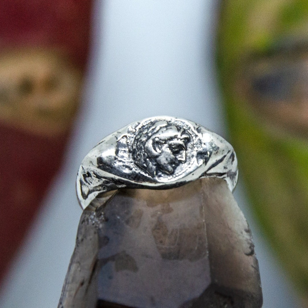 Alexander the Great Ring in Sterling Silver and Bronze, Handmade Unisex