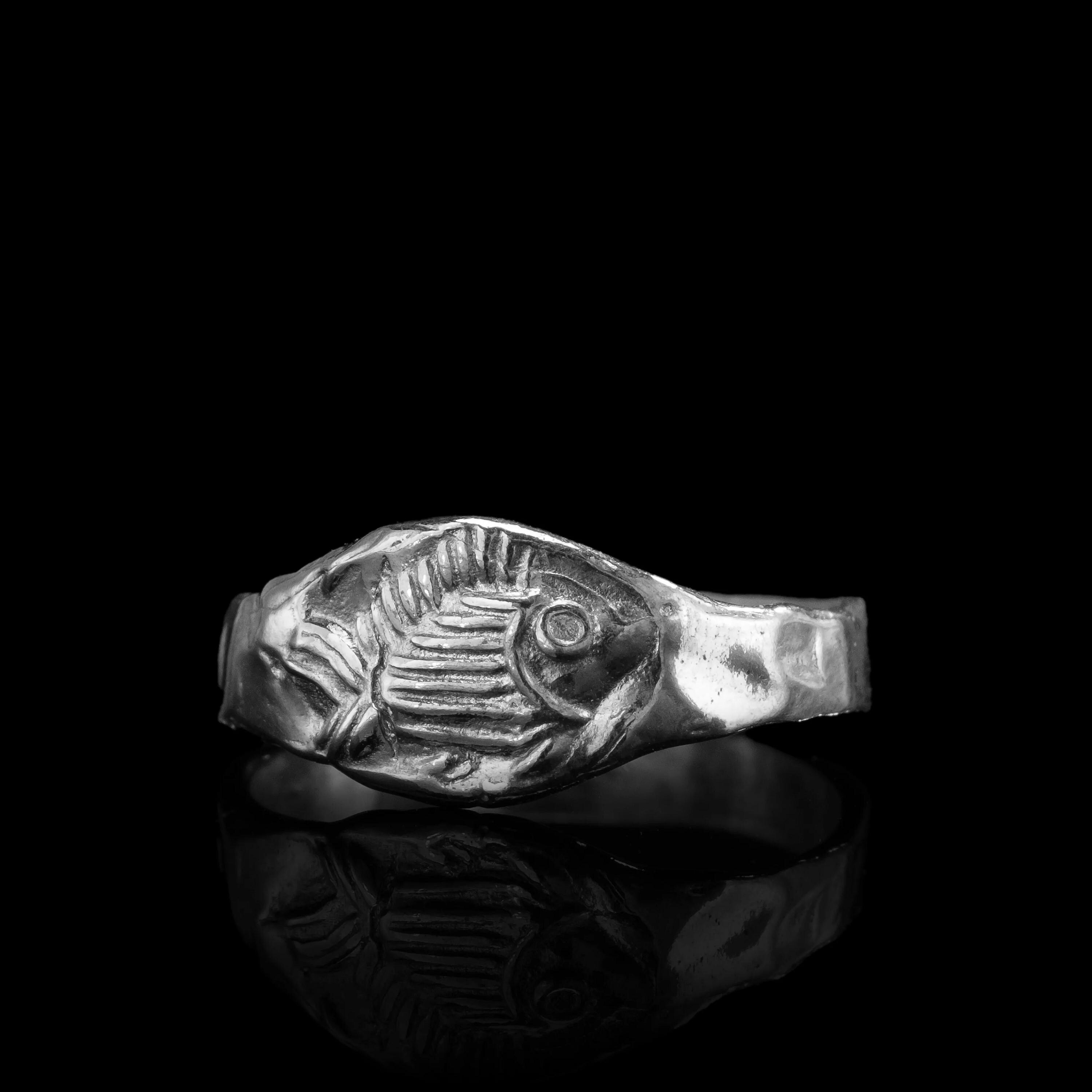 Handcrafted Fish Ring, Sterling Silver & Bronze, Artisan Jewelry