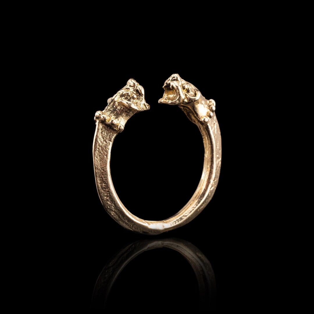 Adjustable Beast Head Ring - Handmade Viking Warrior Ring - Bronze or ...