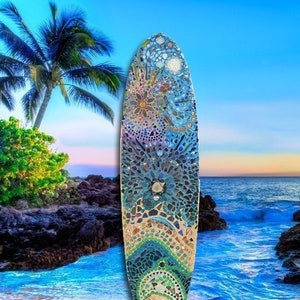 Ocean Temple Mosaic Surfboard